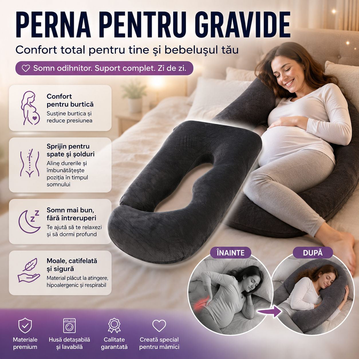 Pernă Pentru Gravide - Mavela DreamNest™